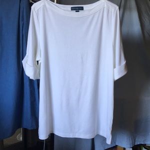 Karen Scott White Elbow Boatneck Top Size 1X